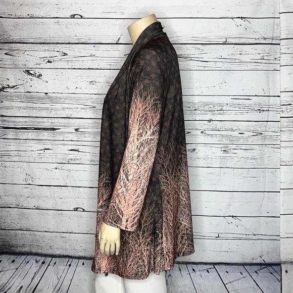 Lily by Firmiana NWT Sz 1XL Polka Dot - Abstract Tree Print Open Cardigan Jacket - Picture 3 of 5